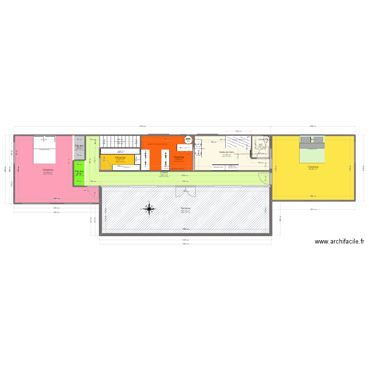 ebauche container etage. Plan de 11 pièces et 136 m2