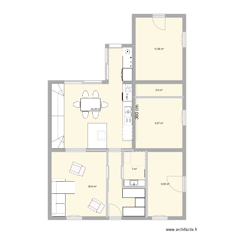 MAison . Plan de 7 pièces et 81 m2