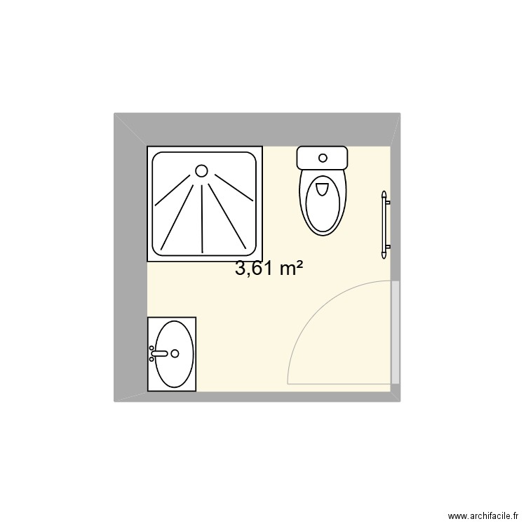 sdb. Plan de 1 pièce et 4 m2