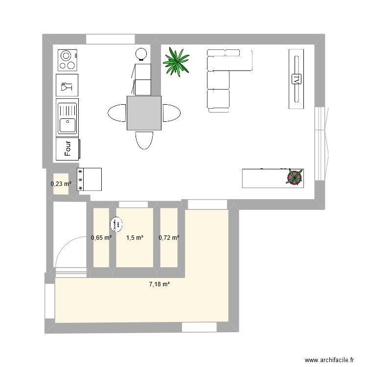 3m1. Plan de 5 pièces et 10 m2