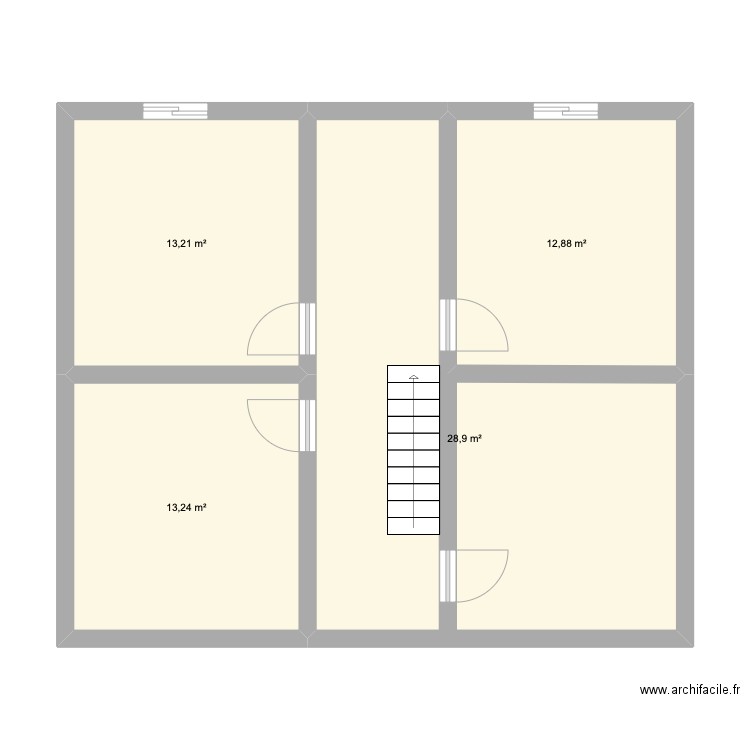 Villard étage bas. Plan de 4 pièces et 68 m2