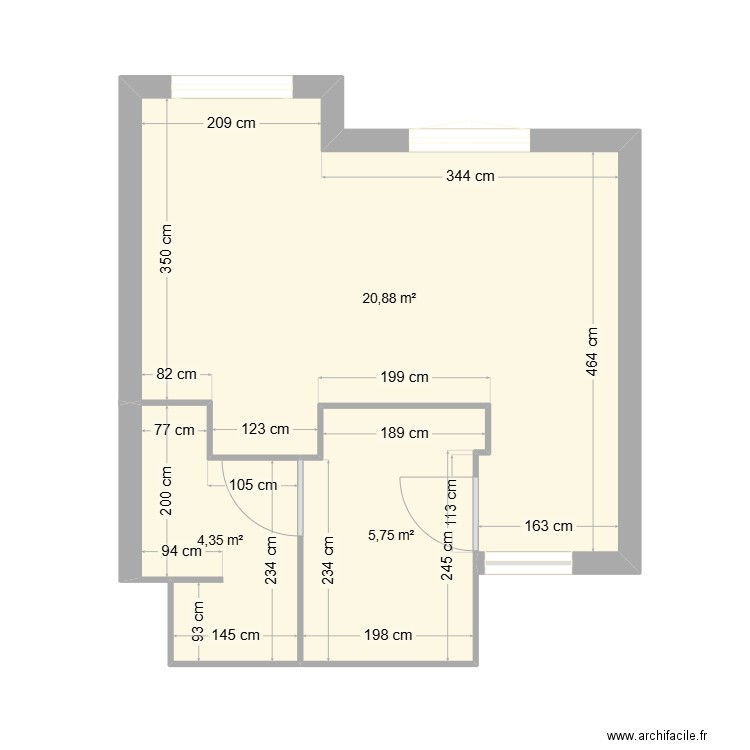 appt. Plan de 3 pièces et 31 m2