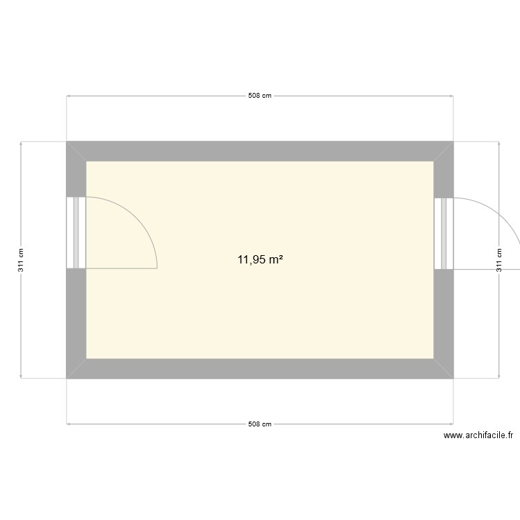 bureau. Plan de 1 pièce et 12 m2