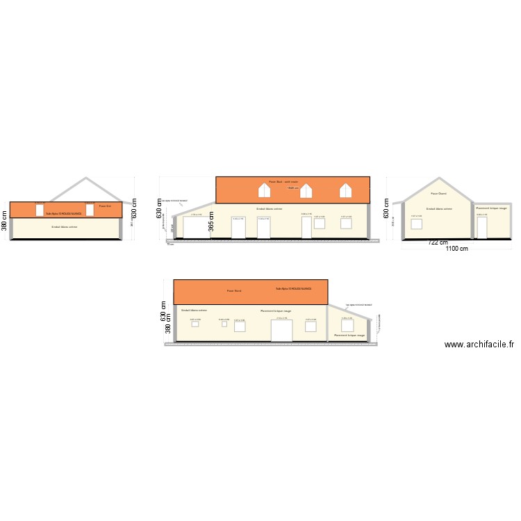 Clux Plan de facade. Plan de 6 pièces et 202 m2