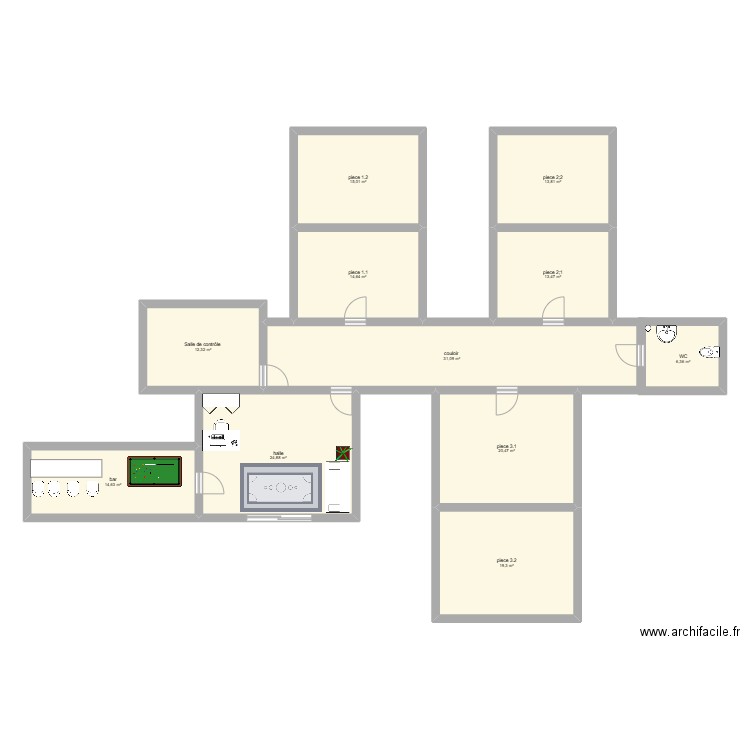 plan escape game. Plan de 11 pièces et 186 m2