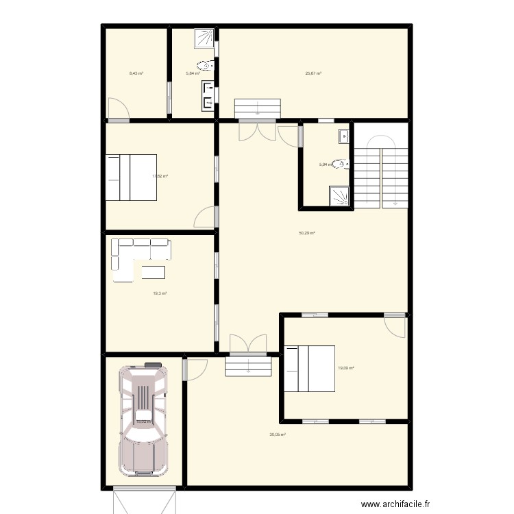 PROJ GAS1. Plan de 10 pièces et 197 m2