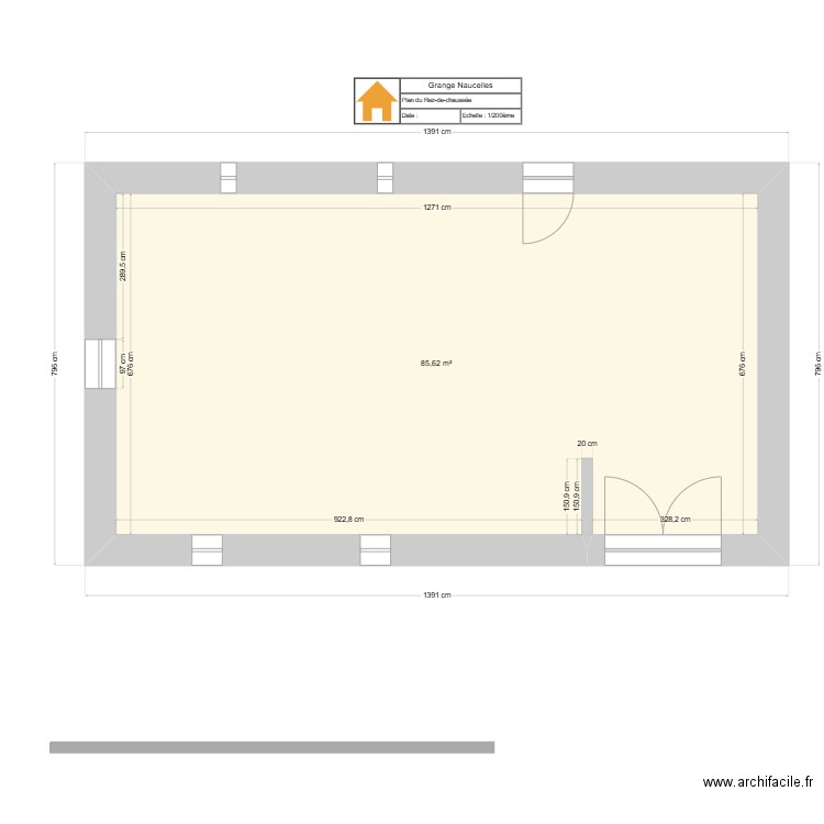 Plan rez de chaussée. Plan de 1 pièce et 86 m2