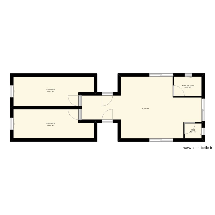 maison idéale. Plan de 5 pièces et 74 m2