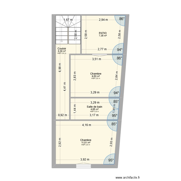 LADET ETA. Plan de 5 pièces et 42 m2