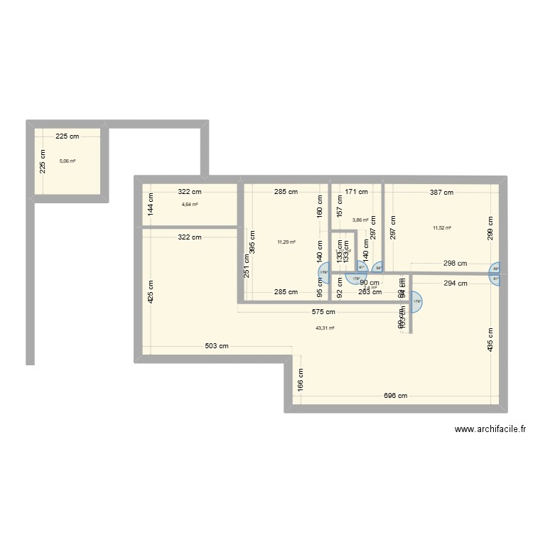 01 - BEZON . Plan de 8 pièces et 83 m2