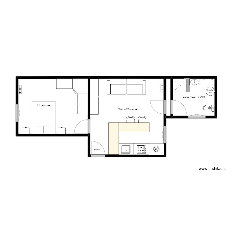 Saint_Ouen. Plan de 4 pièces et 39 m2