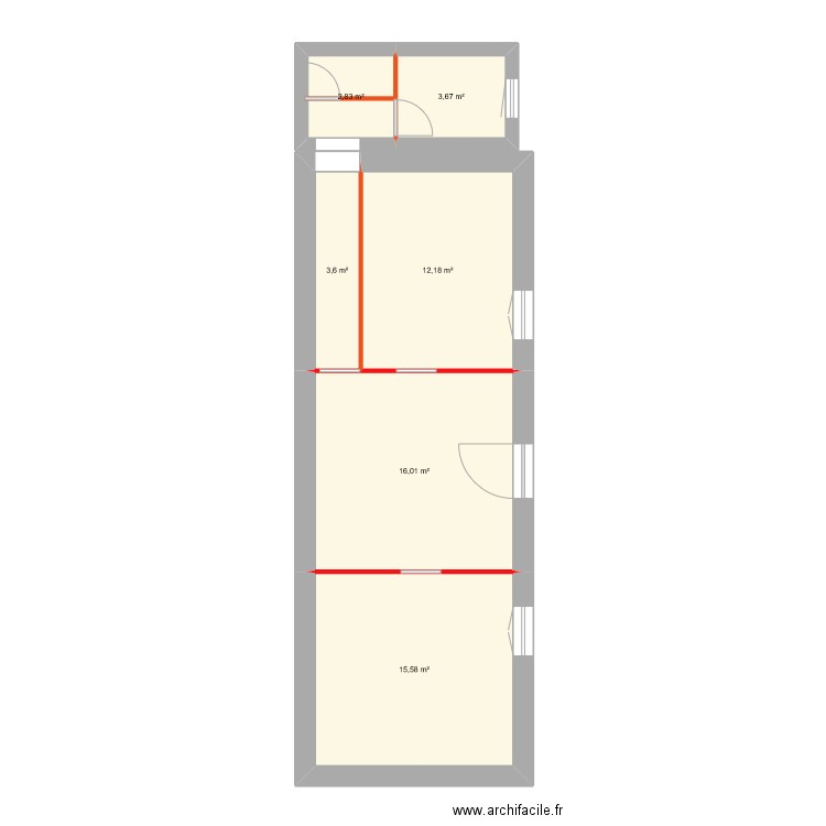 projet cas. Plan de 6 pièces et 54 m2