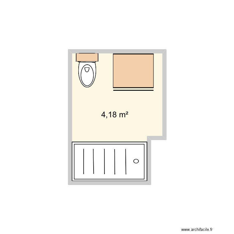 Salle de bain . Plan de 1 pièce et 4 m2