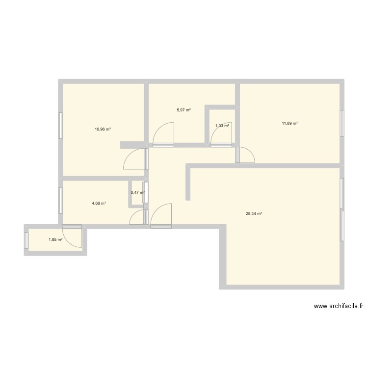 APPT LE MANS . Plan de 8 pièces et 65 m2