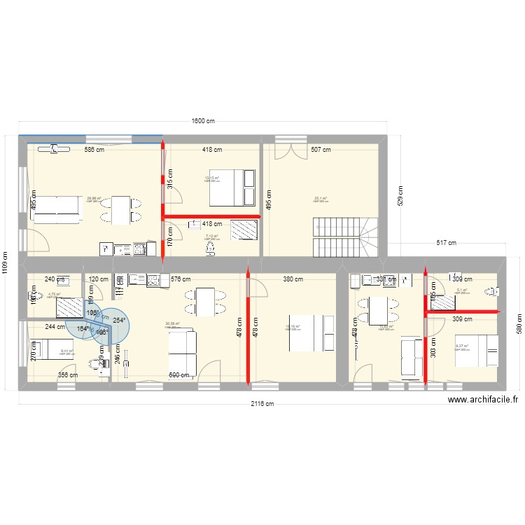 PLAN RDC COLLOREC 2-1. Plan de 11 pièces et 168 m2