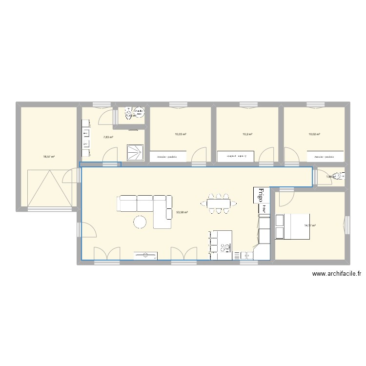 PLAN 2. Plan de 9 pièces et 125 m2