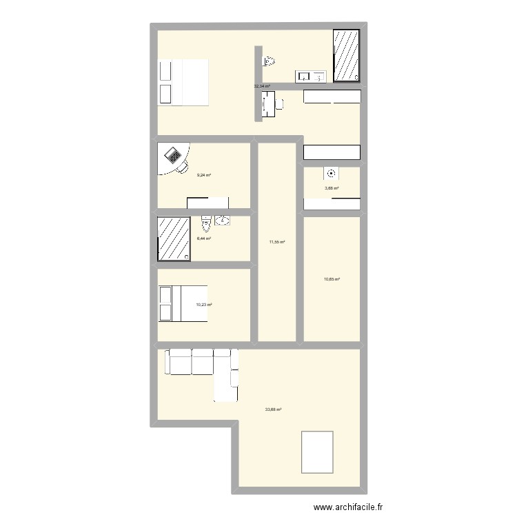 maison 3. Plan de 8 pièces et 118 m2