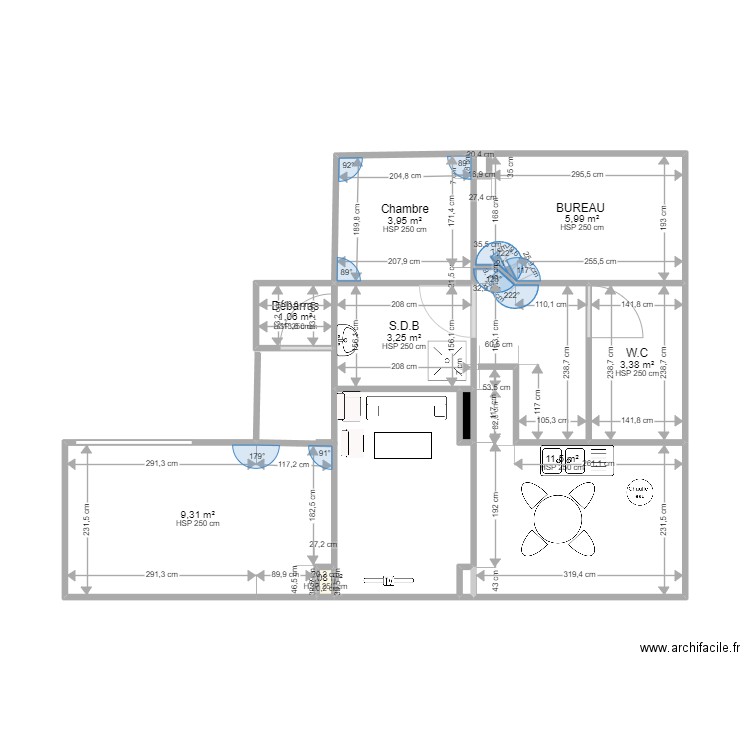 appartement. Plan de 10 pièces et 39 m2