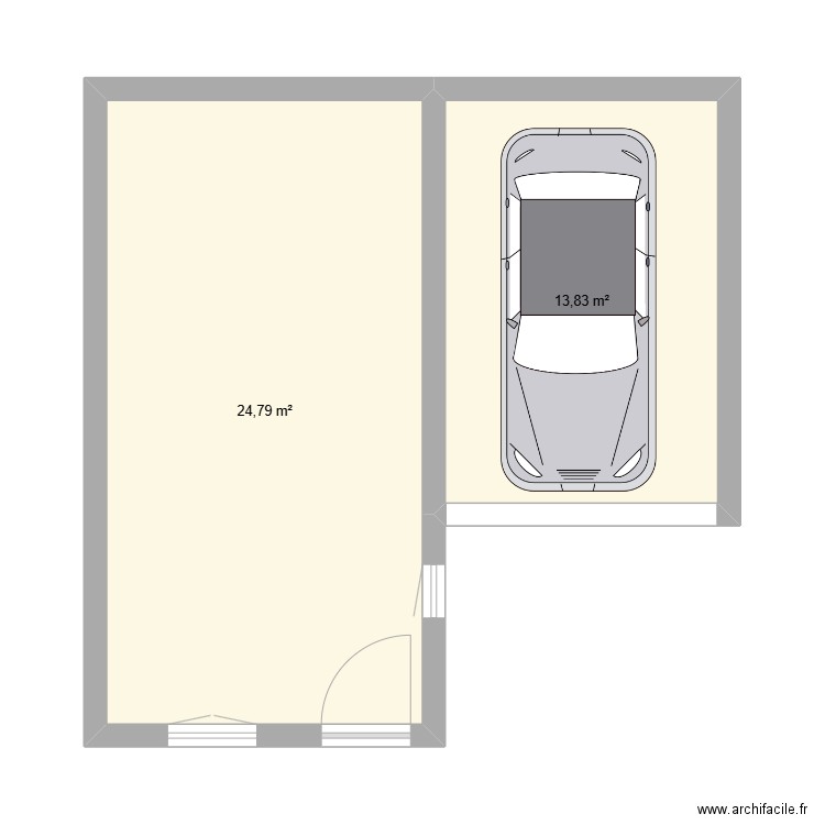 garage. Plan de 2 pièces et 39 m2