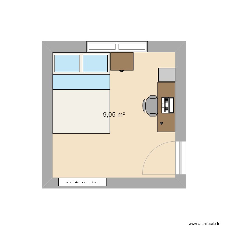chambre sherbrooke disposition 1. Plan de 1 pièce et 9 m2