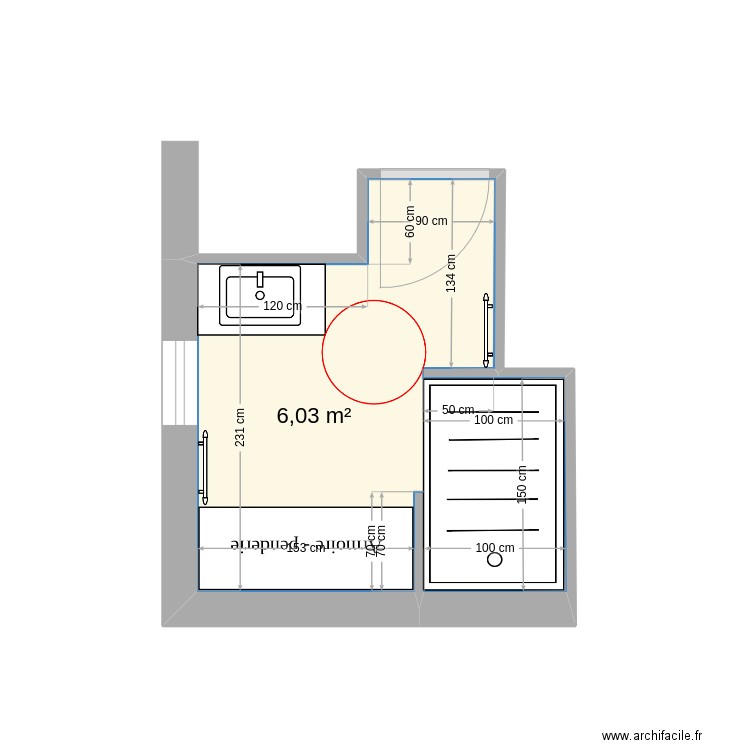 SdBIsa_v3. Plan de 1 pièce et 6 m2