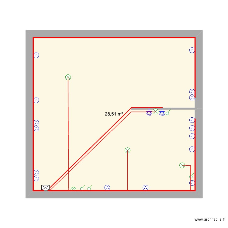 ele. Plan de 1 pièce et 29 m2