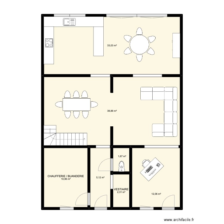 scouffleny rez. Plan de 7 pièces et 104 m2