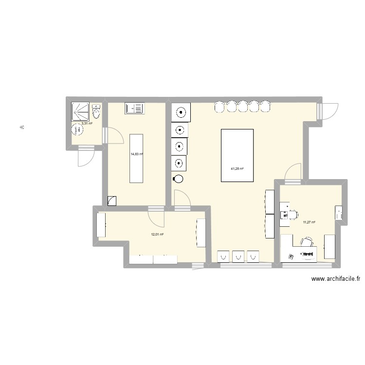 blanchisserie 2. Plan de 5 pièces et 83 m2