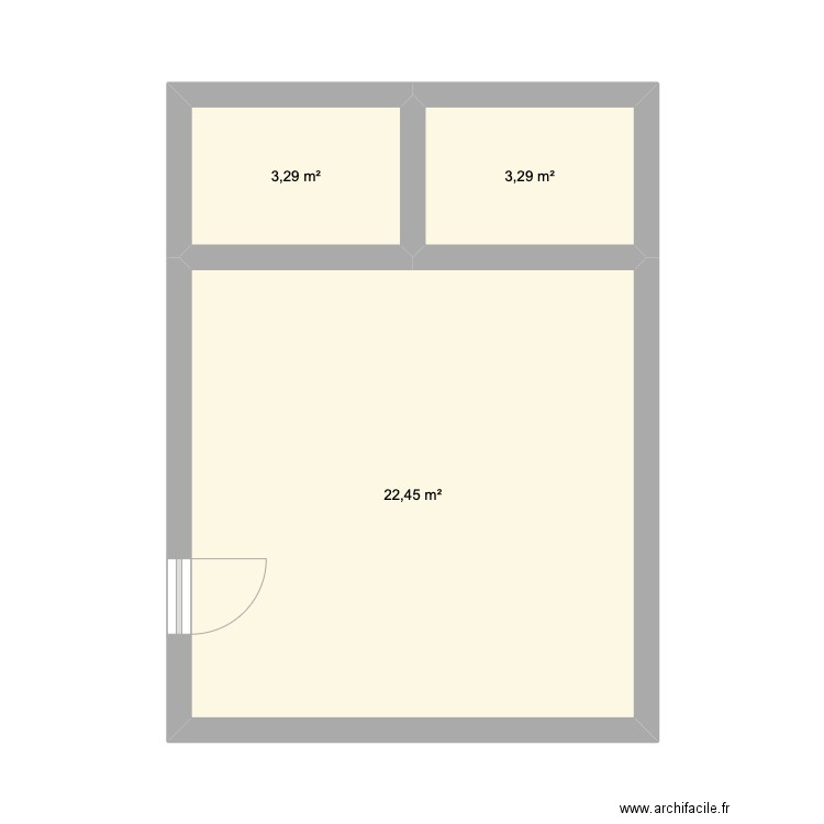 institut. Plan de 3 pièces et 29 m2