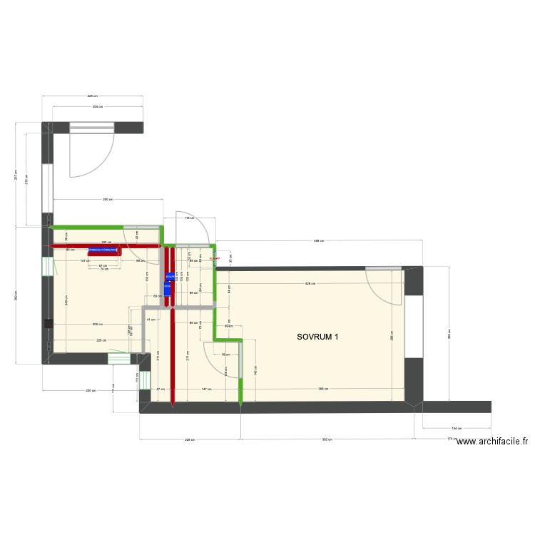 Pl6 Rivning sov bad wc. Plan de 7 pièces et 23 m2