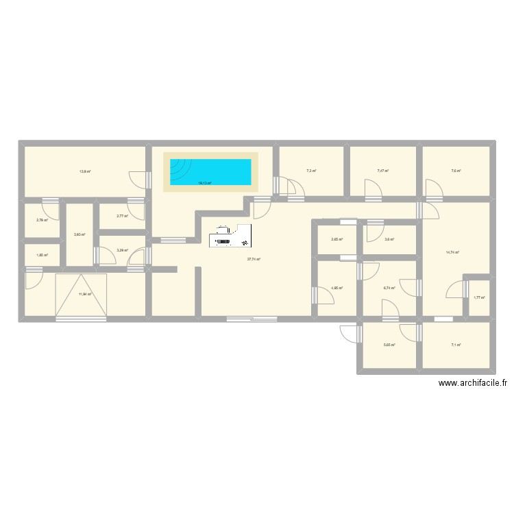 Clinique les 4 pattes. Plan de 20 pièces et 167 m2