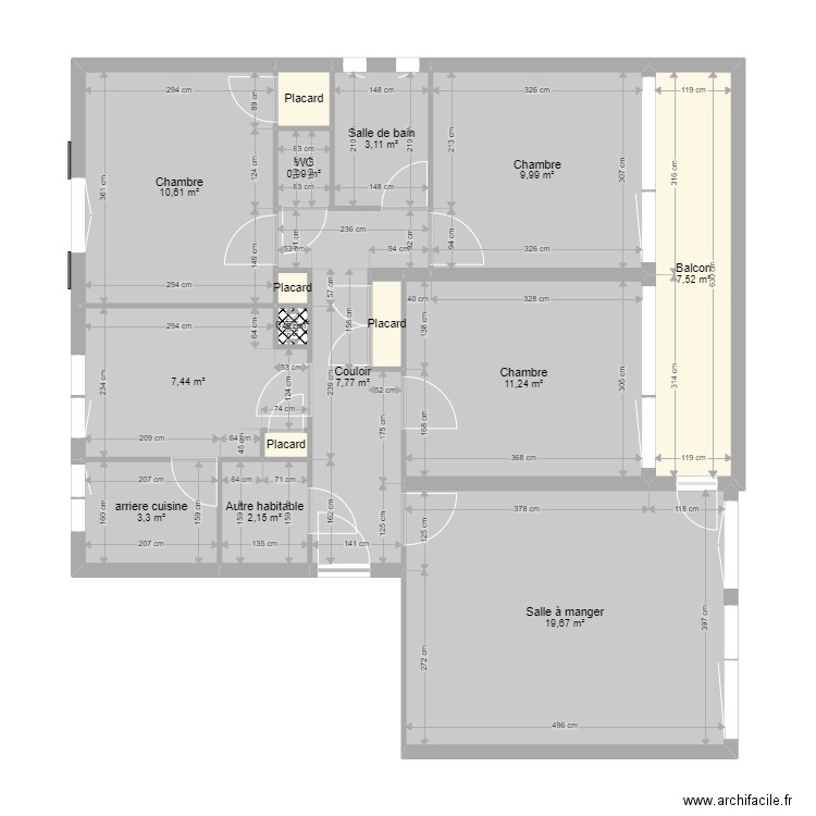 appartement rozelay T4 a1. Plan de 16 pièces et 86 m2