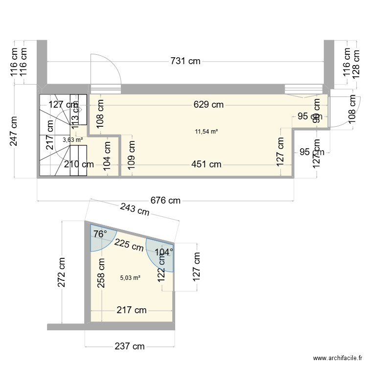 Projet Renaud. Plan de 3 pièces et 20 m2