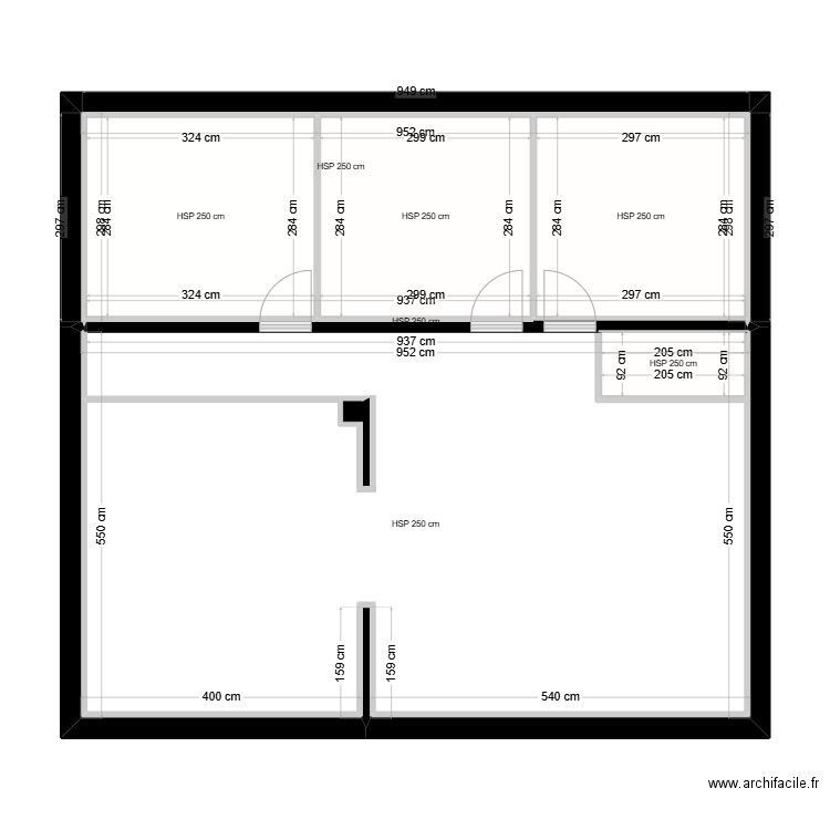 Plan 2.5. Plan de 7 pièces et 80 m2