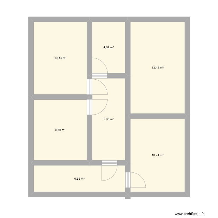 plan 9x8. Plan de 7 pièces et 62 m2