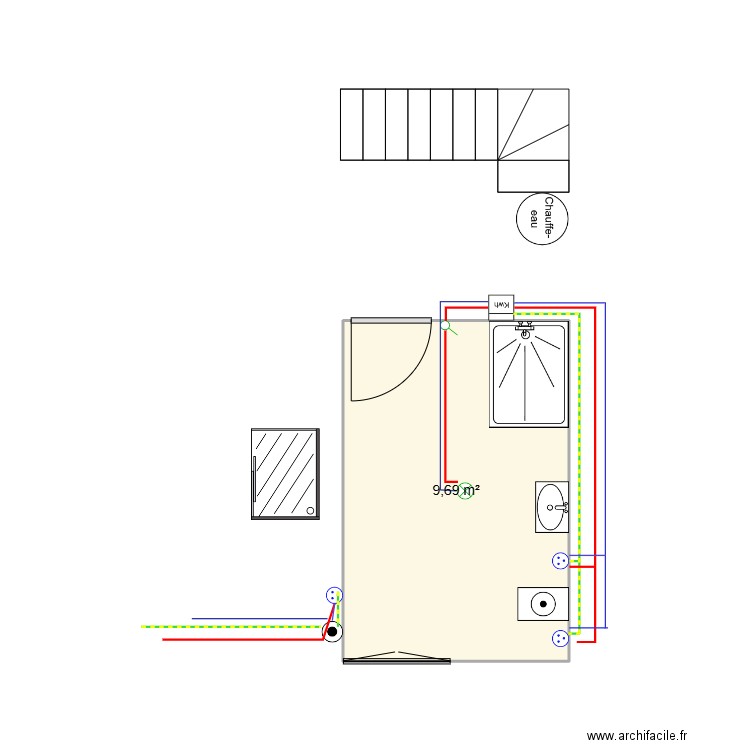 salle de bains. Plan de 1 pièce et 10 m2