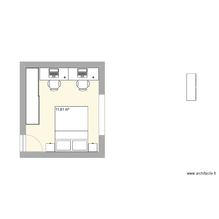 Test. Plan de 1 pièce et 12 m2