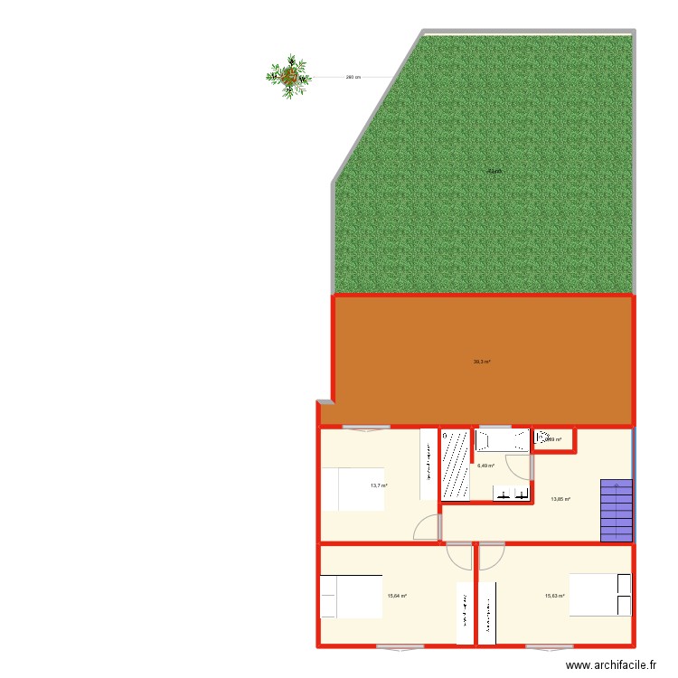 Essey projet 2 étage . Plan de 8 pièces et 178 m2