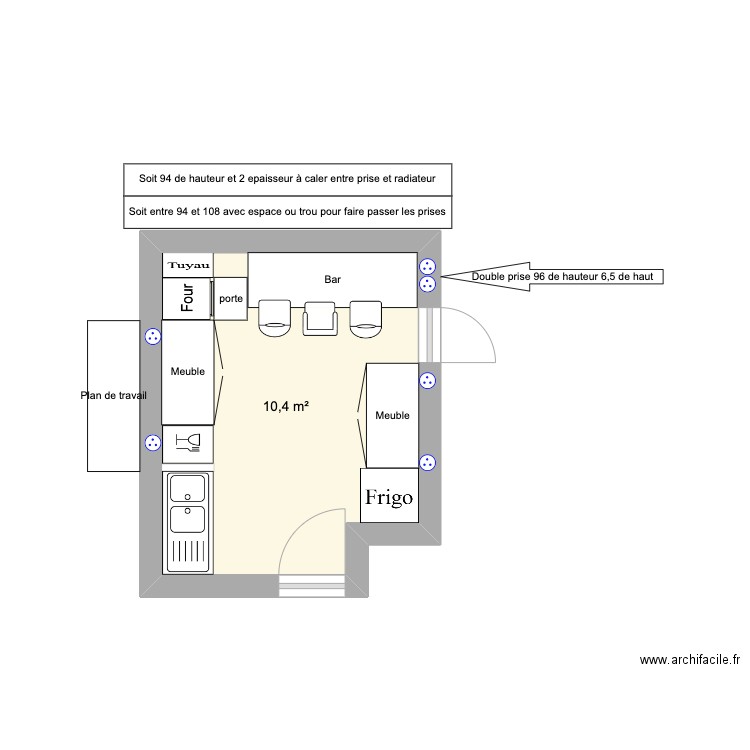 cuisine sainte foy. Plan de 1 pièce et 10 m2