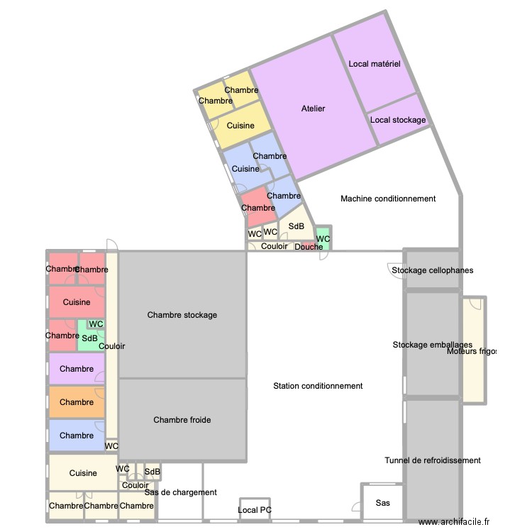 Ets Brajon. Plan de 47 pièces et 1213 m2