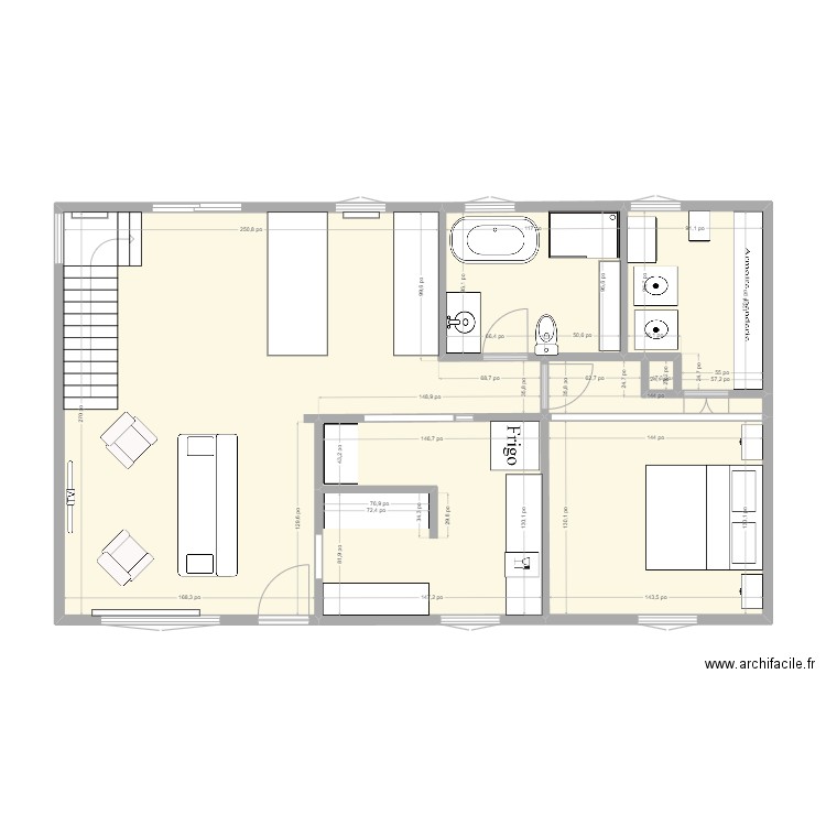 Maison St-Étienne Plan Modif 4. Plan de 7 pièces et 78 m2