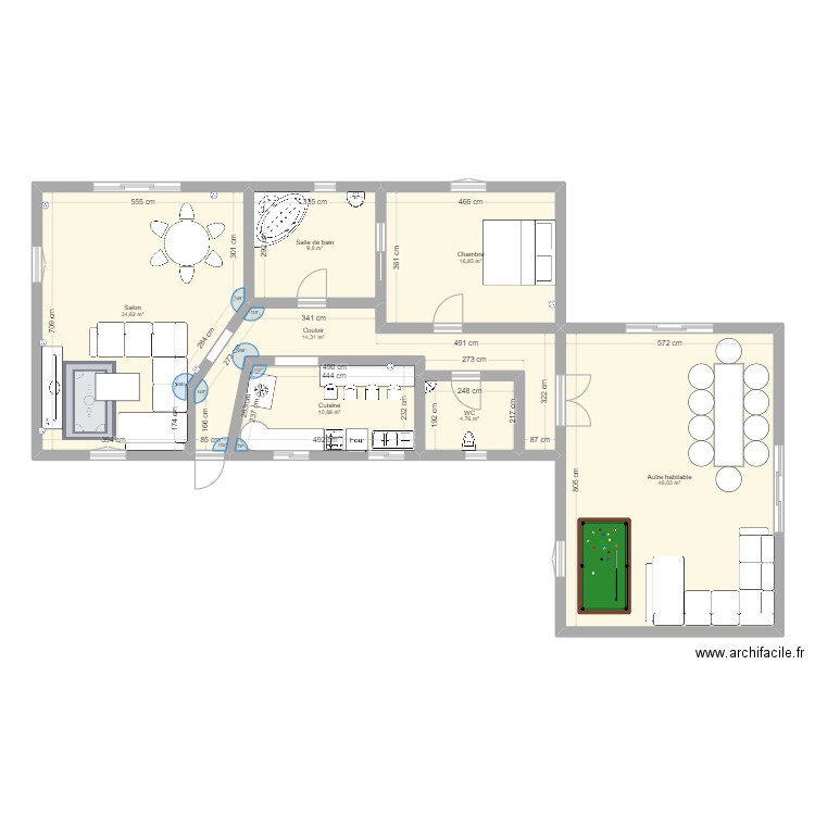 1ere maison . Plan de 7 pièces et 137 m2