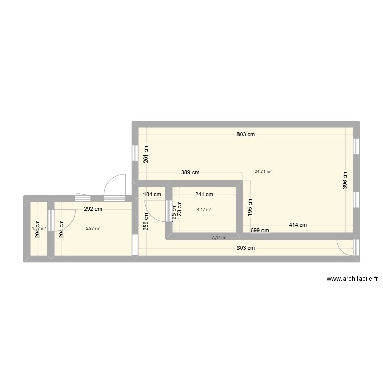 maison henin. Plan de 5 pièces et 43 m2