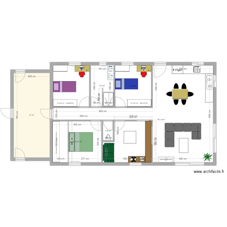 AGENCEMENT MAISON. Plan de 6 pièces et 113 m2