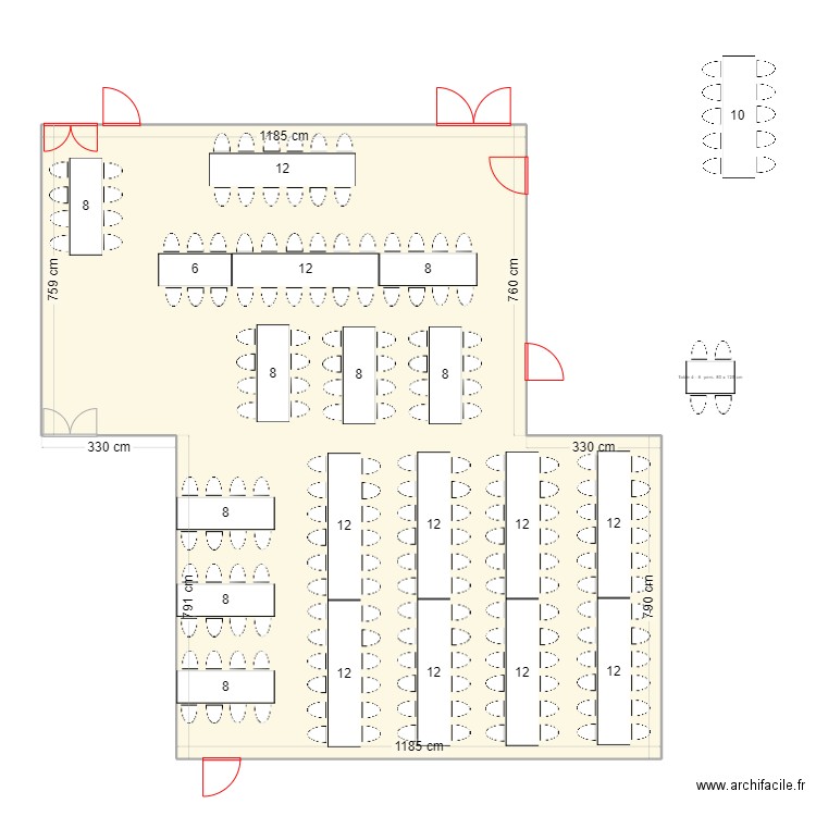 Salle Faux-Villecerf. Plan de 1 pièce et 184 m2