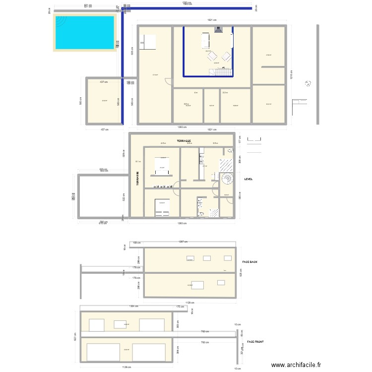 yahoue  1er etage. Plan de 19 pièces et 476 m2