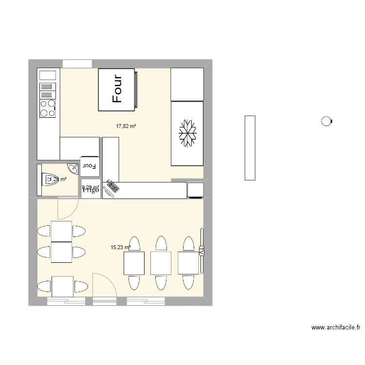 la casa 3. Plan de 4 pièces et 35 m2