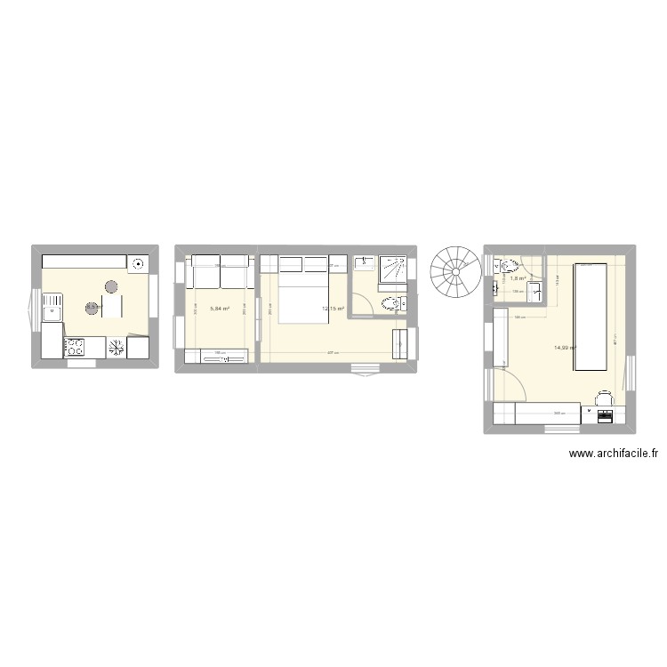 Ste-Thérèse v3. Plan de 5 pièces et 43 m2