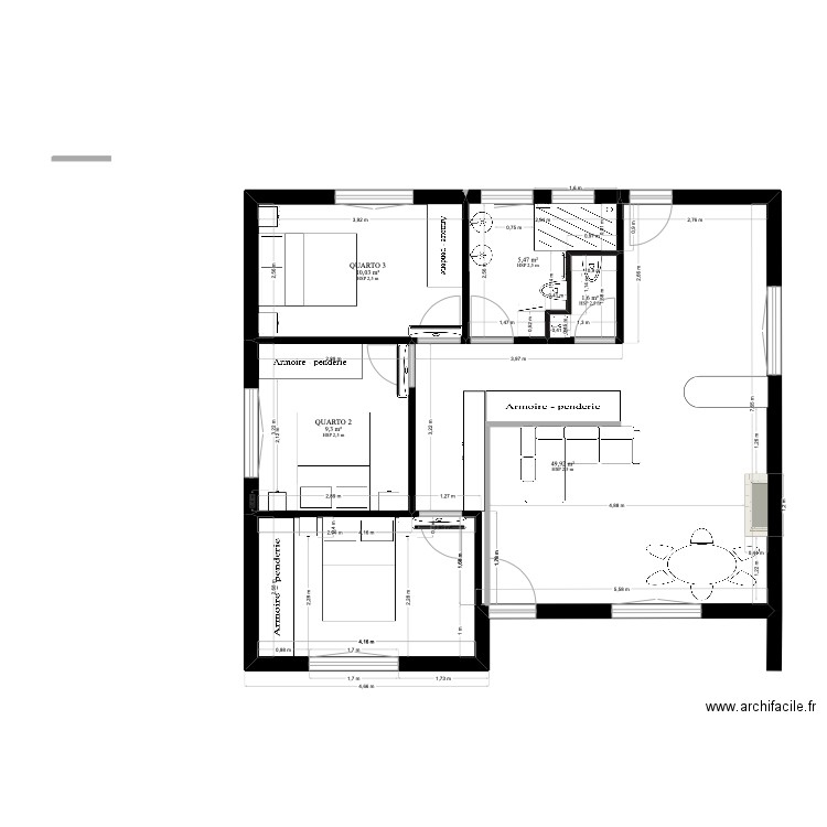 STECY. Plan de 5 pièces et 76 m2