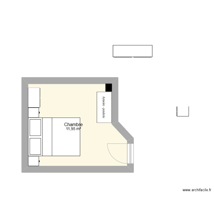 Chambre. Plan de 1 pièce et 12 m2